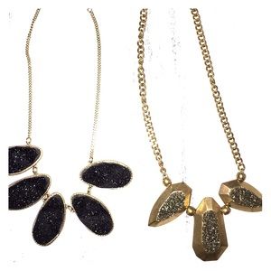 Stone look statement necklaces (set of 2)